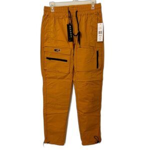 Reason Brand Men's Elastic Waist Cargo Pants size Small Timber (Gold) D93